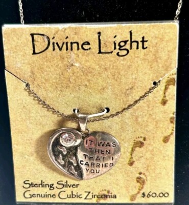 NEW Divine Light STERLING SILVER  It Was Then That I..  HEART NECKLACE Orig $60