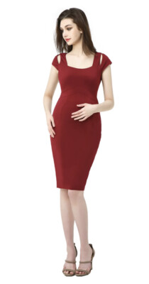 short red maternity dress Ingrid & Isabel Maternity Waist Defined Shirt Dress Large