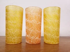 3pc Vintage Spaghetti String Glasses Tumblers Mid Century Modern Drinkware