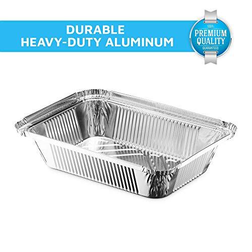 MontoPack Disposable Takeout Pans with Clear Lids 2LB, Aluminum Foil
