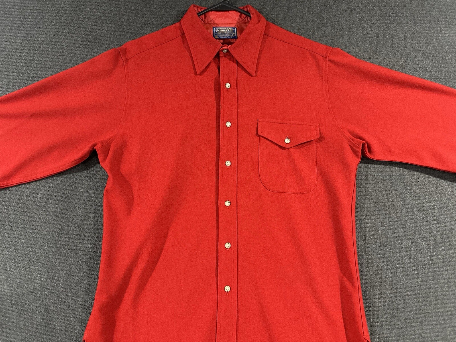 Pendleton Wool Button Up Shirt Large Red Elbow Pa… - image 2