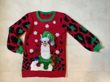 33 Degrees Women's Embellished Ugly Christmas Sweater with Lama Size Large