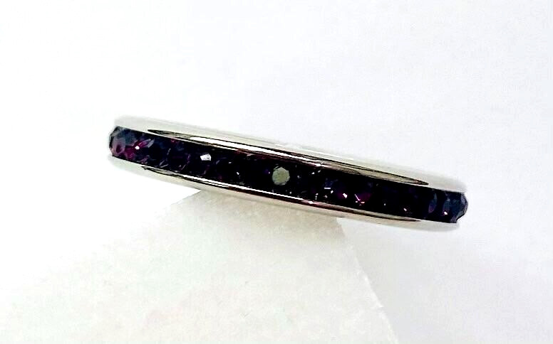 QVC Steel by Design Crystal Birthstone Eternity Band Ring Amethyst February SZ 5