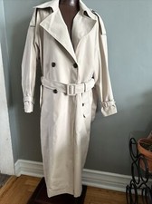 Nwt Women’s Stradivarius Beige Double Breasted Belted Overcoat Raincoat Sz:m