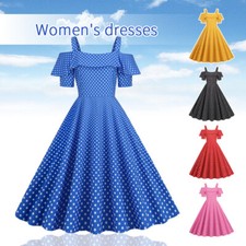 Women Retro 50s 60s Swing Dress Rockabilly Cocktail Evening Party Dress