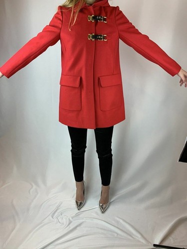 Miu Miu Red Pea Coat Gold \u0026 Leather 