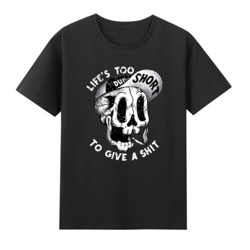 Life's Too Short To Give A Shyt Funny Skull Smoke Pattern Vintage Men's T-Shirt - Picture 1 of 3