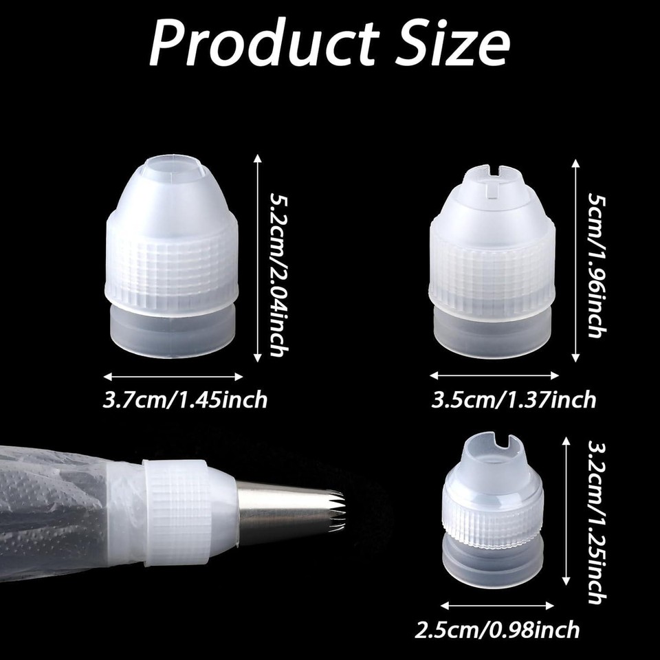 15Pcs Couplers for Piping Bags, Cake Decorating Tip Icing Nozzles