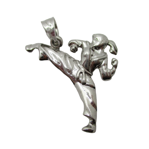 Martial Arts Pendant 925 Sterling Silver Karate Girl Sports - Picture 1 of 4
