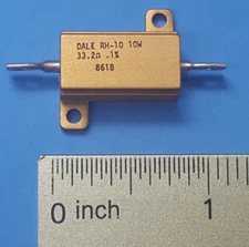 Fixed Resistor, RH-10, DALE, Wire Wound, 10W, 33.2ohm, 1% +/- TOL, Chassis Mount