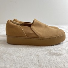 Vince Warren Platform Loafers Sneakers Womens 9 Brown Canvas Slip On Shoes