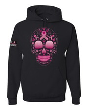 Pink Breast Cancer Sugar Skull Unisex Graphic Hoodie Sweatshirt