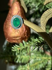 Unique Oval Green Faceted Onyx Surrounded Blu...