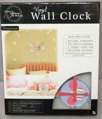 Once Upon A Wall Vinyl Wall Clock (Flutters & Flies) Brand New & Factory Sealed