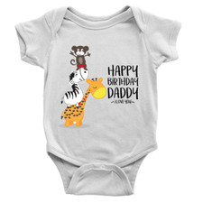 Animals Happy Birthday Daddy Babygrow Present Gift For Dad Love You
