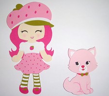 Strawberry Shortcake and Kitty Paper Die Cut Paper Doll Scrapbook Embellishment