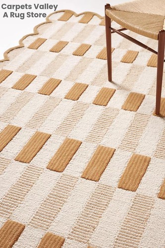 Plaid Neutral Hand-Tufted Wool Handmade Area Rug Carpet for Home, Living Bedroom - Picture 2 of 3