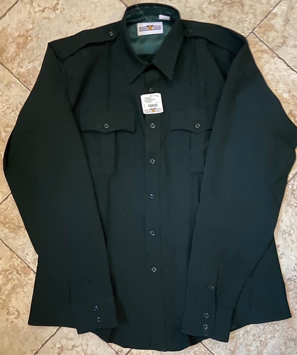 NWT FLYING CROSS COMMAND MEN'S LONG SLEEVE SHIRT W/ZIPPER GREEN 34/35