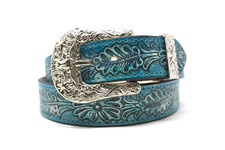 HandTooled Floral Belt, 1.5    Hand Painted Belt with Removable Western Buckle