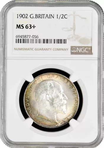 Great Britain 1/2 crown 1902, NGC MS63+, "King Edward VII (1902 - 1910)" silver