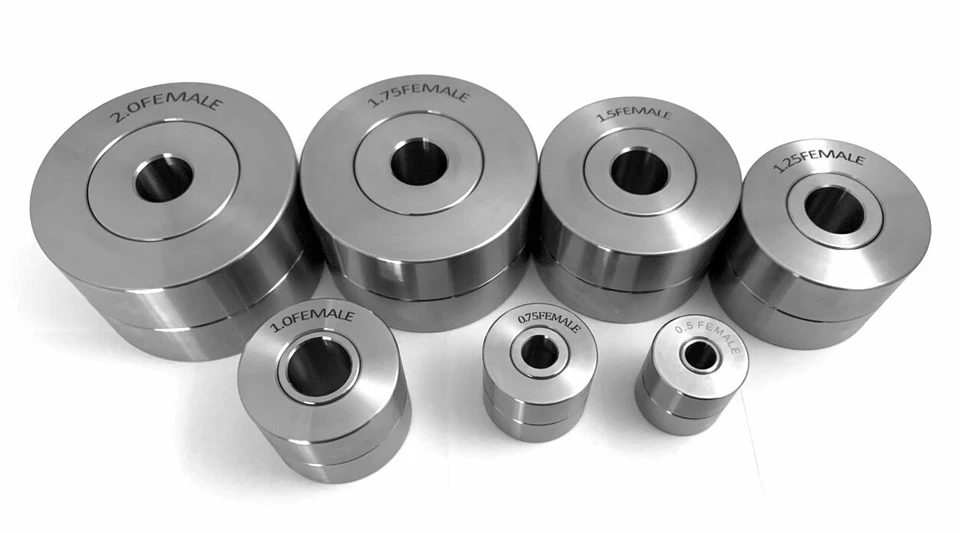  Juego de troqueles de hoyuelos 7 PC HD 1/2" 3/4" 1 1/4" 1 1/2" 1 3/4" 2" Uso de pernos o prensa Foto 2 de 4