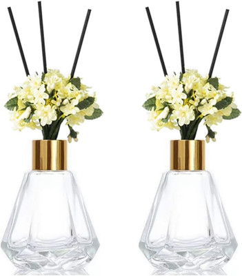 2PCS 60Ml/2Oz Empty Refillable Clear Glass Diffuser Bottle Diffuser Jars Aromath