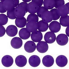 60 Pcs Silicone Beads, 9mm Bulk Beads for Keychain Making, Dark Purple