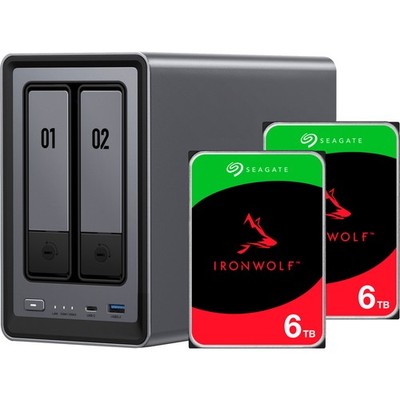 UGREEN DXP2800 + 2x 6 TB Seagate IronWolf HDD Bundle, NAS