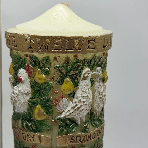Large Candle 12 Twelve Days of Christmas Vintage Cottagecore Partridge Birds image 6