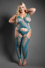 Fantasy Lingerie Sheer Everlasting Bodystocking & G-String Set Teal Queen