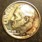 1963 ROOSEVELT DIME PROOF TONED
