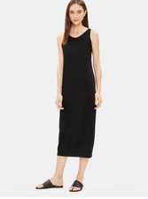 EILEEN FISHER Made In USA System Viscose Jersey Tank Dress S Black Minimalist