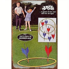 Great Aluminum Tin Metal Signs Home Décor 8x12 1969 Jarts Lawn Darts Game Vintag
