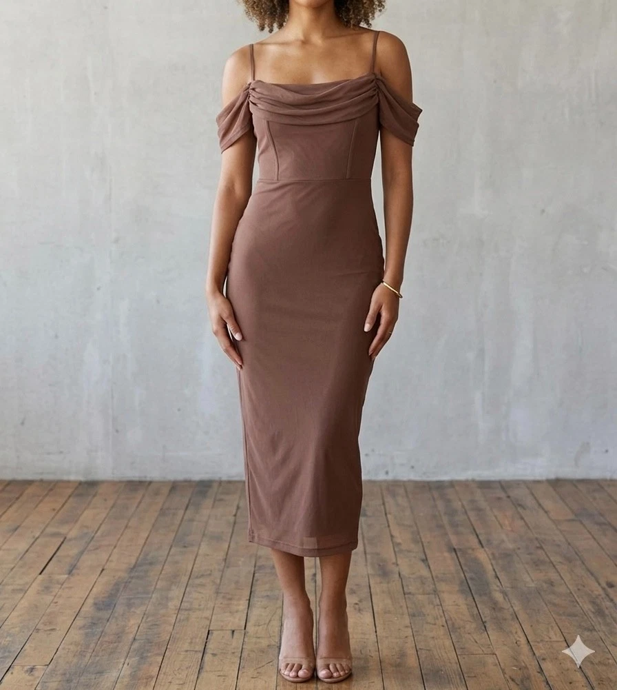 long sleeve midi dress casual Petal and Pup Women's Ainsley Long Sleeve Midi Dress