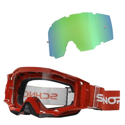 Schnorr MX Neo Motocross Goggles Clear Lens Anti-Fog Tear-Off+Wechselglas Grün