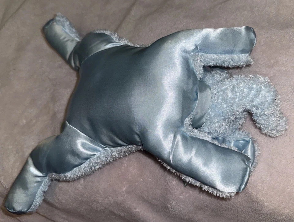 The Bearington Collection Blue Elephant Plush Lovey Satin Back Flat Baby Toy - Image 2 of 4