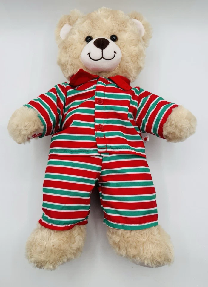 Build A Bear 17” oso tostado ondulado con 2 piezas pijama de Navidad a rayas BAB 2019-20 Foto 4 de 4