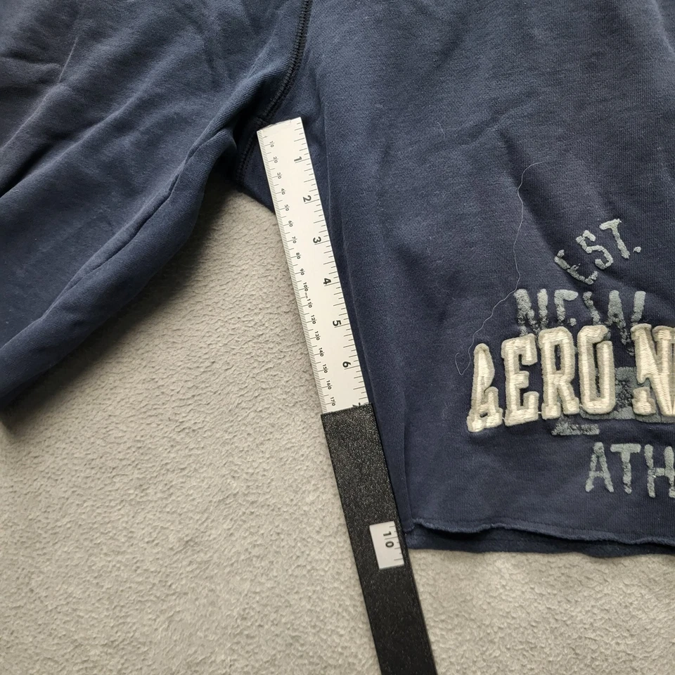 Pantalones Cortos Aeropostale Hombres XL Azul Marino Sudor Atlético Logo Cordón 10" Entrepierna Y2K Foto 4 de 4