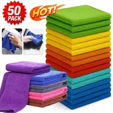 50PC Microfiber Cleaning Cloth Car Wash Towel Drying Rag Car Polishing Detailing