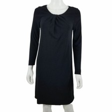 Zara woman dress long sleeve shift pleated S lbd solid basic knot womens