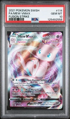2021 Pokemon TCG SWSH Fusion Strike Mew Vmax 114/264 Full Art Card PSA 10 GEM MT