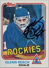1981-82 TOPPS Glenn "Chico" Resch Auto Card #85W Colorado Rockies Hockey Signed
