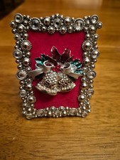 Christmas bells on frame broken jewelry craft Brooch Art gift novelty 3D design