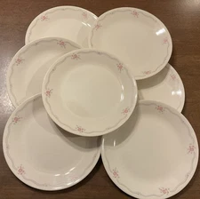 Set 7 Corelle Corning English Breakfast 10.25" Dinner Plates Beige Floral Lot