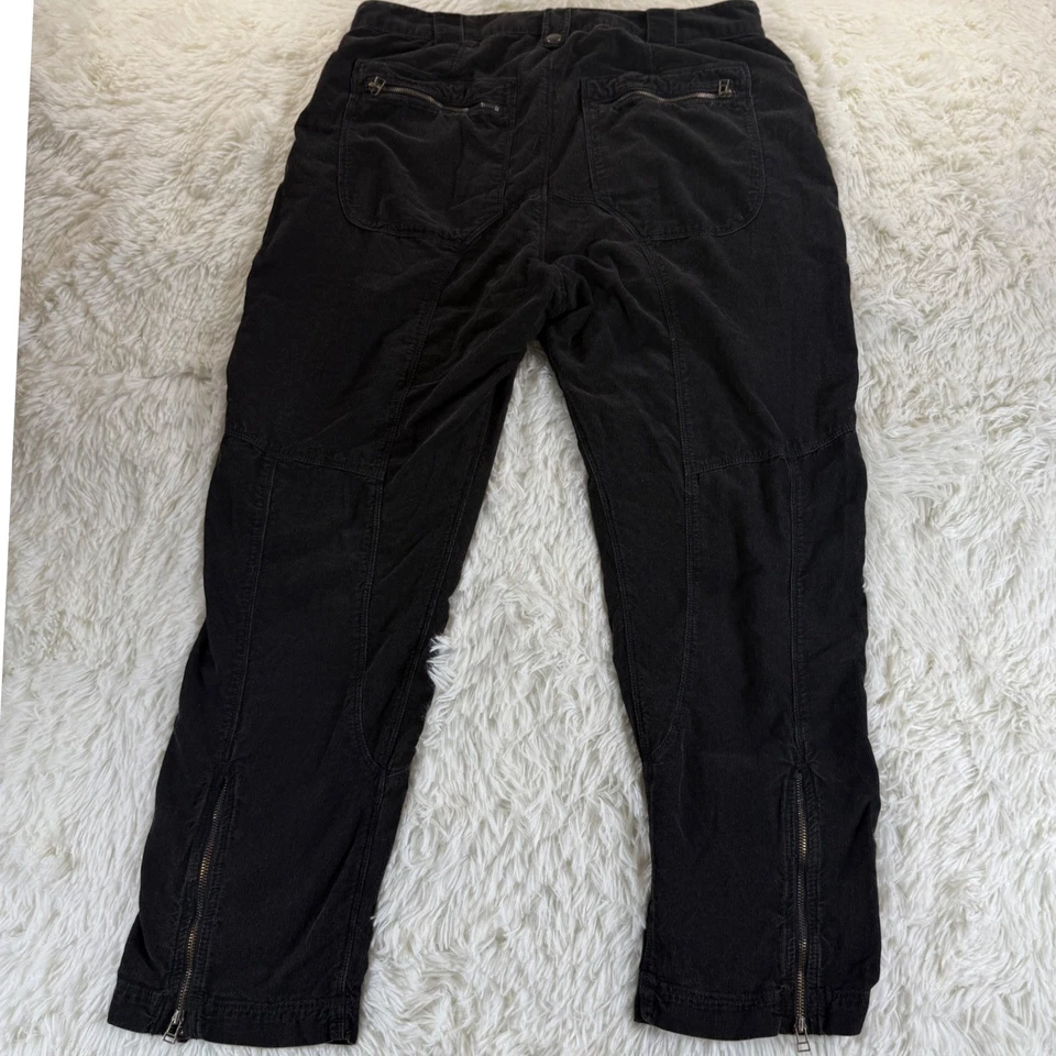 Calça de veludo Free People Moto tamanho 10 preta alta engrenagem bolsos utilitários grunge - Imagem 2 de 4