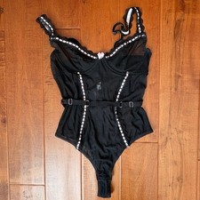 Escante Lace and Mesh Bodysuit Size S/P Black - Vintage Coquette