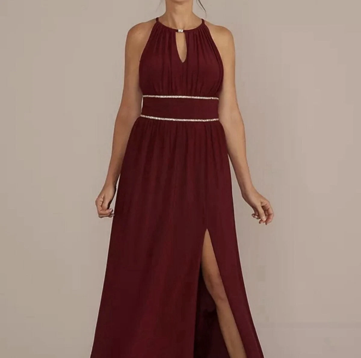 ebay burgundy bridesmaid dresses One Shoulder Burgundy Mermaid Long Cheap Custom Bridesmaid Dresses, MR –  MarryLover main image 0