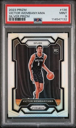VICTOR WEMBANYAMA 2023 PANINI SILVER PRIZM ROOKIE RC #136 PSA 9 MINT! SPURS NBA!