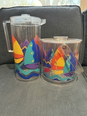 REDUCED VTG 1991 Dayton Hudson&Marshall Field SailBoat Acrylic Pitcher/IceBucket