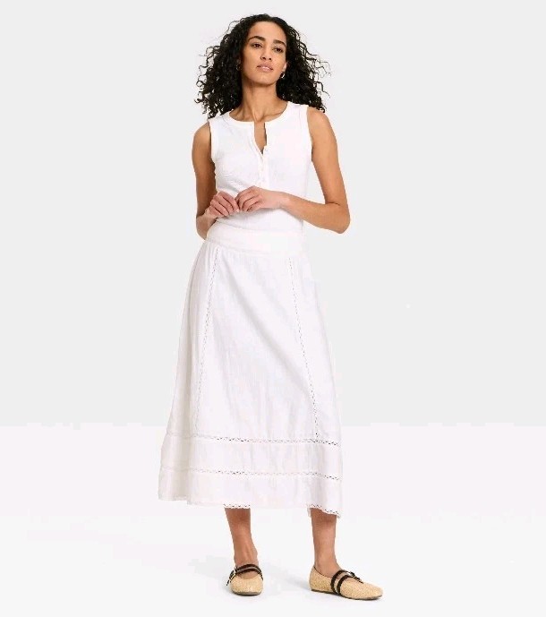 Universal Thread Cutwork Midi Cotton Skirt Size 10